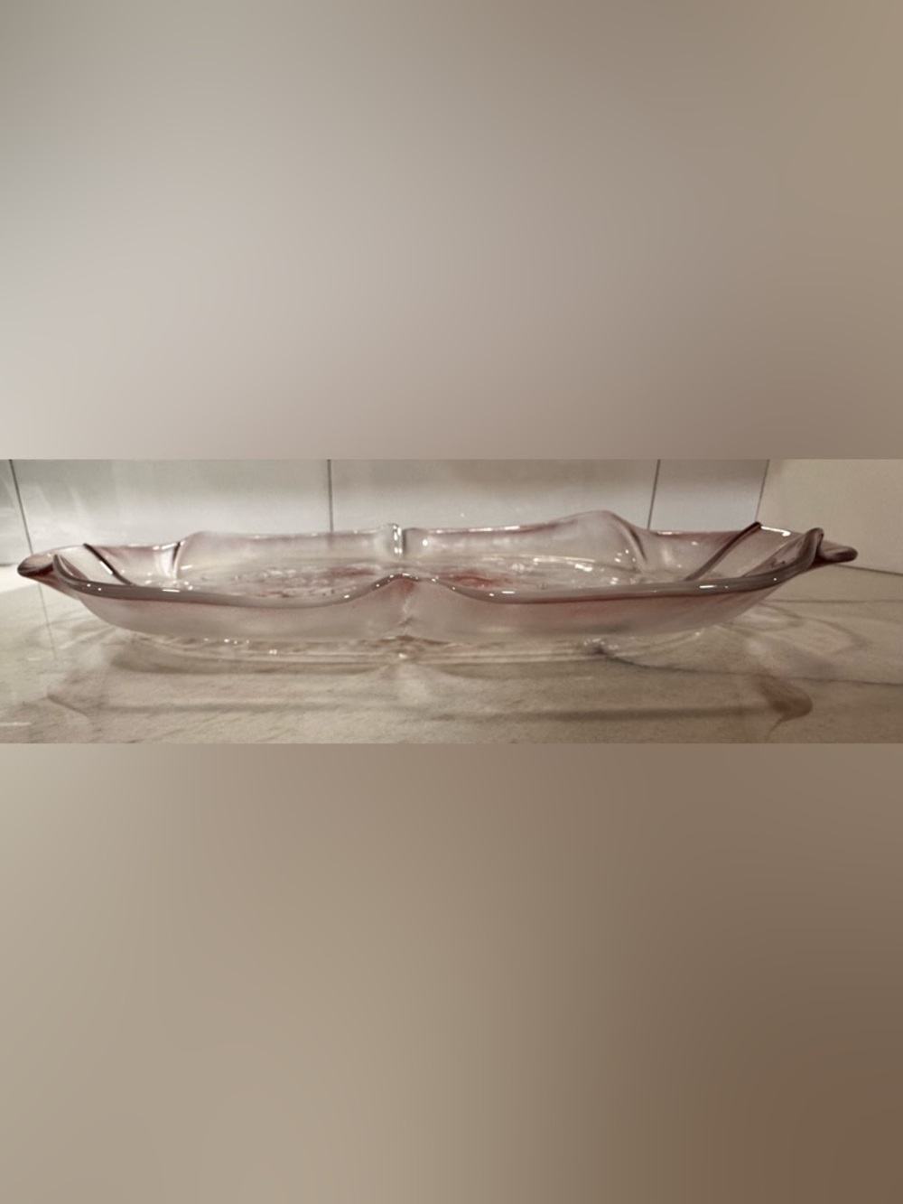 Pink Glass Floral Serving Tray Set - Picture 7 of 15